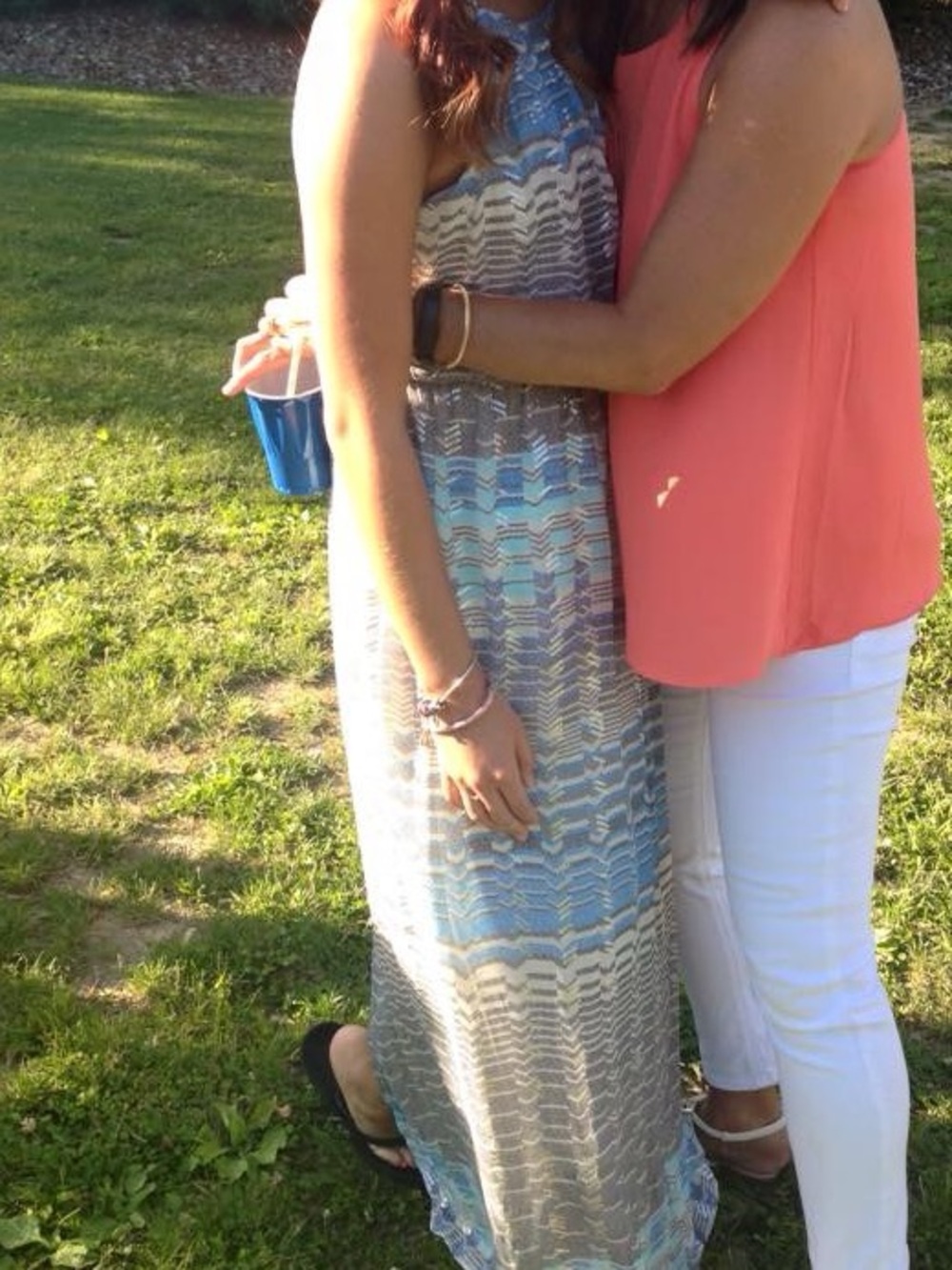 Sleeveless Striped Maxi Dress in Blue & Neutral Waves